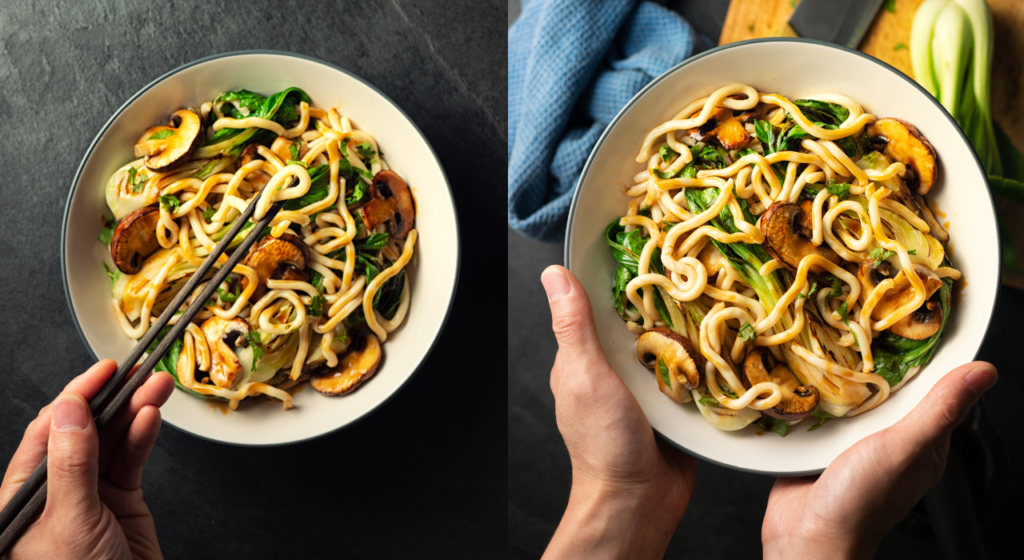 Vegan Chili Garlic Yaki Udon Recipe with Crispy Tofu