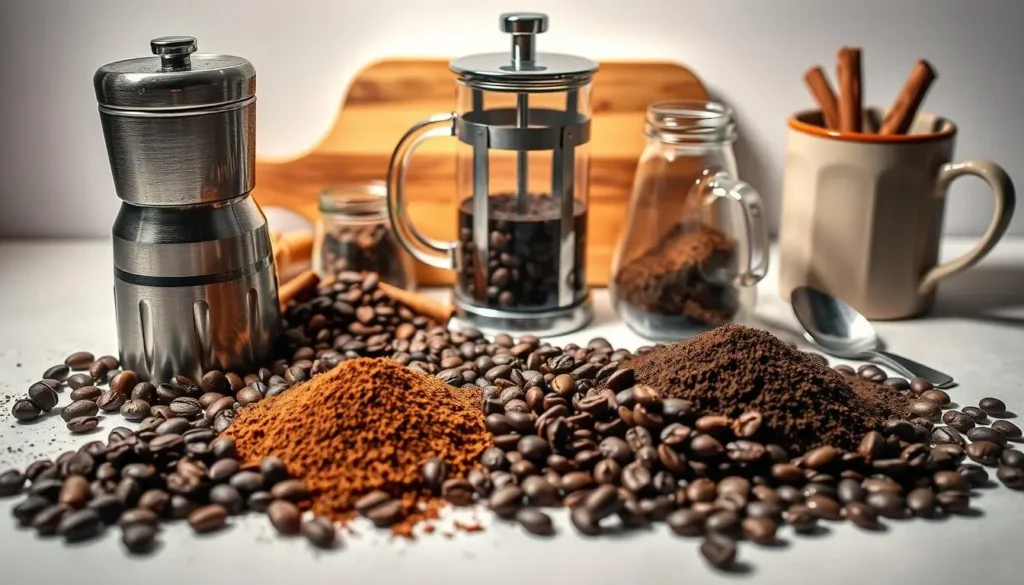 Ingredients used in the coffee loophole recipe, including coffee, coconut oil, and MCT oil.